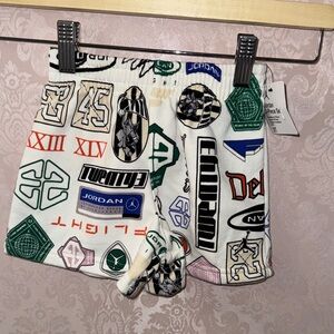 Jordan Kids' White and Green Graphic Shorts